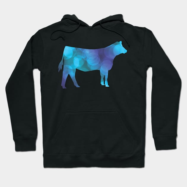 Show Heifer with Blue Abstract Bacakground Hoodie by SAMMO